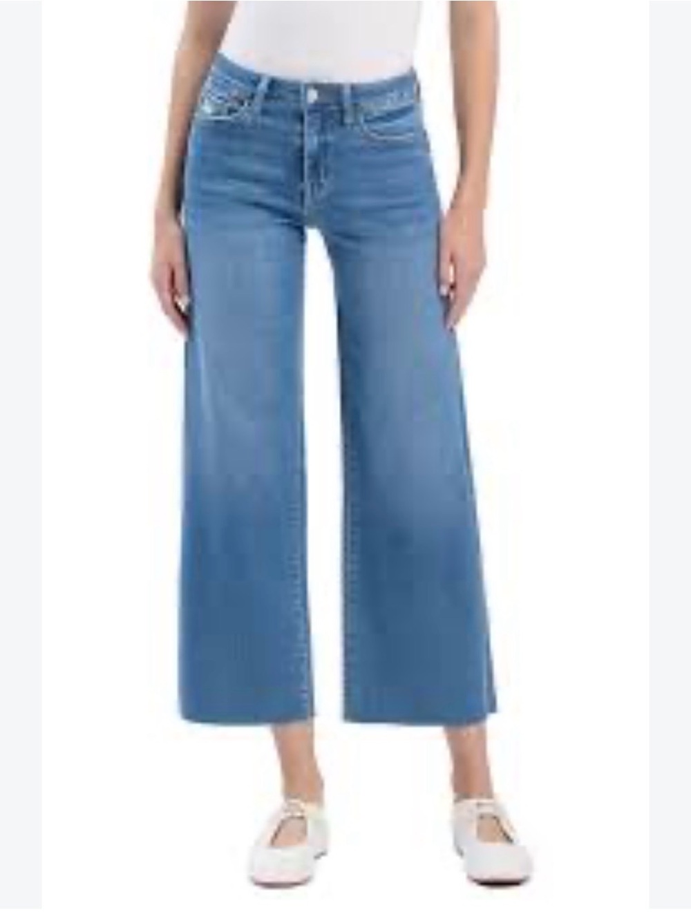 Vervet Women’s Wide-Leg Cropped Jeans High Rise Medium Blue Denim Size 31